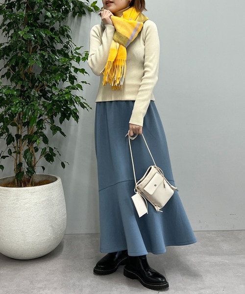 un dix cors(アンディコール)の「なめらかな肌触り ウールチェックストール(ストール/ショール・レディース・アイボリー/イエロー・FREE)」の15枚目の写真