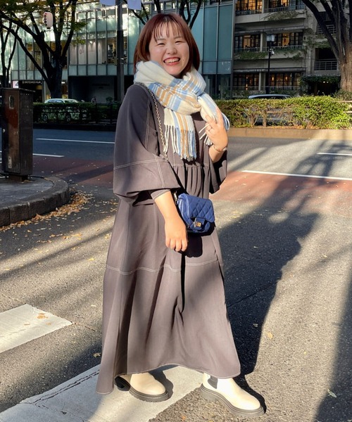 un dix cors(アンディコール)の「なめらかな肌触り ウールチェックストール(ストール/ショール・レディース・アイボリー/イエロー・FREE)」の21枚目の写真