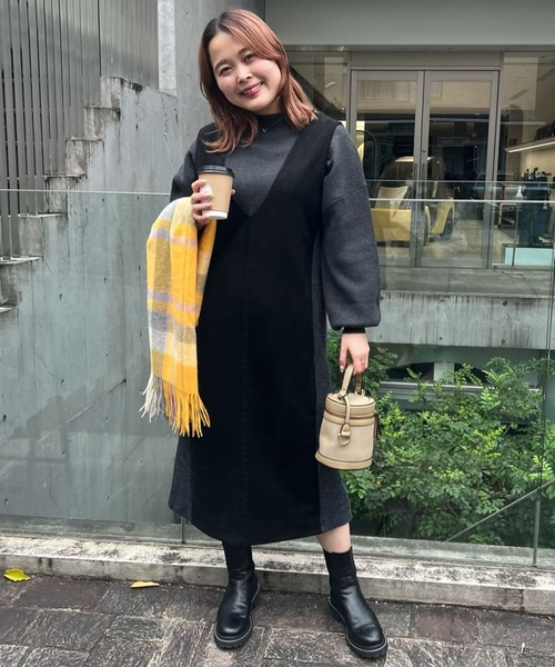 un dix cors(アンディコール)の「なめらかな肌触り ウールチェックストール(ストール/ショール・レディース・アイボリー/イエロー・FREE)」の22枚目の写真