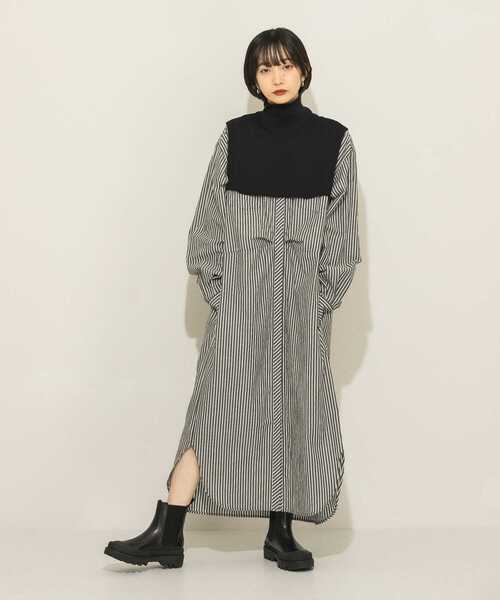 KBF(ケイビーエフ)の「『WEB/一部店舗限定』ストライプデザインワンピース(ワンピース・レディース・グリーン系その他/ホワイト系その他/パープル系その他・ONE)」の12枚目の写真