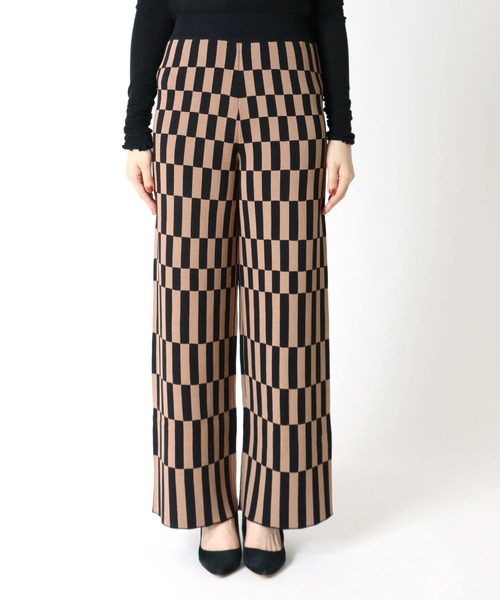 Three Four Time（ｽﾘｰﾌｫｰﾀｲﾑ）の「【Limue】ニットジャガードパンツ（その他パンツ・レディース・ブラウン/グレー・FREE）」の5枚目の写真