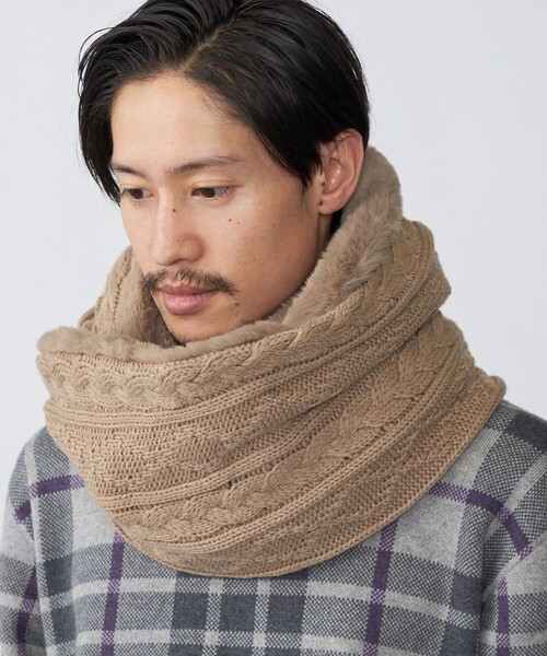 SHIPS（シップス）の「SHIPS:〈手洗い可能〉ケーブル ボア スヌード（ネックウォーマー/スヌード・メンズ・ブラック/ベージュ/ネイビー/グレー・ONE SIZE）」の7枚目の写真