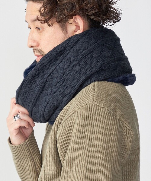 SHIPS（シップス）の「SHIPS:〈手洗い可能〉ケーブル ボア スヌード（ネックウォーマー/スヌード・メンズ・ブラック/ベージュ/ネイビー/グレー・ONE SIZE）」の12枚目の写真