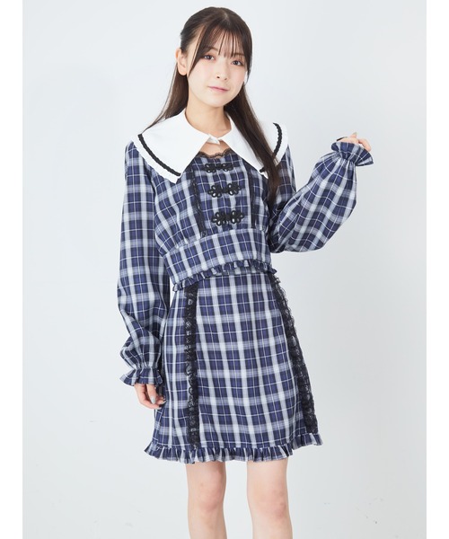 Ank Rouge（アンクルージュ）の「裾フリルチェック台形SK（スカート・レディース・ブラック/ベージュ/ブルー・M）」の14枚目の写真