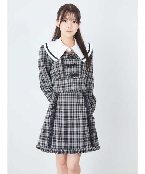 Ank Rouge（アンクルージュ）の「裾フリルチェック台形SK（スカート・レディース・ブラック/ベージュ/ブルー・M）」の15枚目の写真