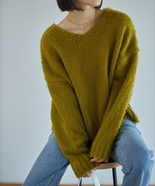 Reurie'（レウリィ）の「フラッフィーカラーニット/origial fluffy color knit（ニット/セーター・レディース・ネイビー/ベージュ/ピンク/マスタード/テラコッタ・FREE）」の18枚目の写真