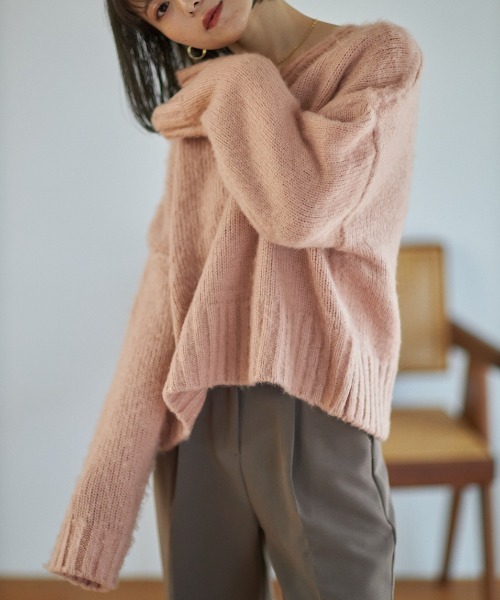 Reurie'（レウリィ）の「フラッフィーカラーニット/origial fluffy color knit（ニット/セーター・レディース・ネイビー/ベージュ/ピンク/マスタード/テラコッタ・FREE）」の22枚目の写真