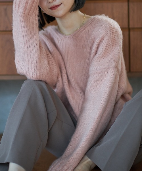 Reurie'（レウリィ）の「フラッフィーカラーニット/origial fluffy color knit（ニット/セーター・レディース・ネイビー/ベージュ/ピンク/マスタード/テラコッタ・FREE）」の17枚目の写真