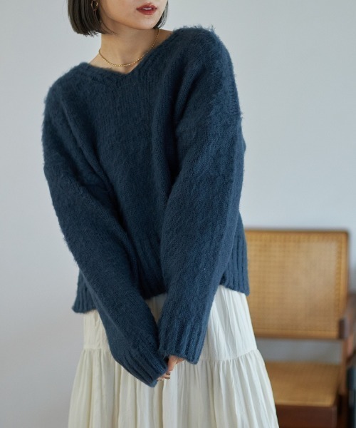 Reurie'（レウリィ）の「フラッフィーカラーニット/origial fluffy color knit（ニット/セーター・レディース・ネイビー/ベージュ/ピンク/マスタード/テラコッタ・FREE）」の6枚目の写真