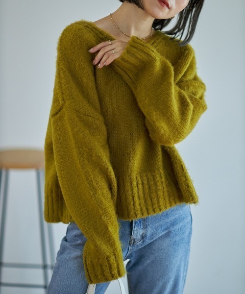 Reurie'（レウリィ）の「フラッフィーカラーニット/origial fluffy color knit（ニット/セーター・レディース・ネイビー/ベージュ/ピンク/マスタード/テラコッタ・FREE）」の8枚目の写真