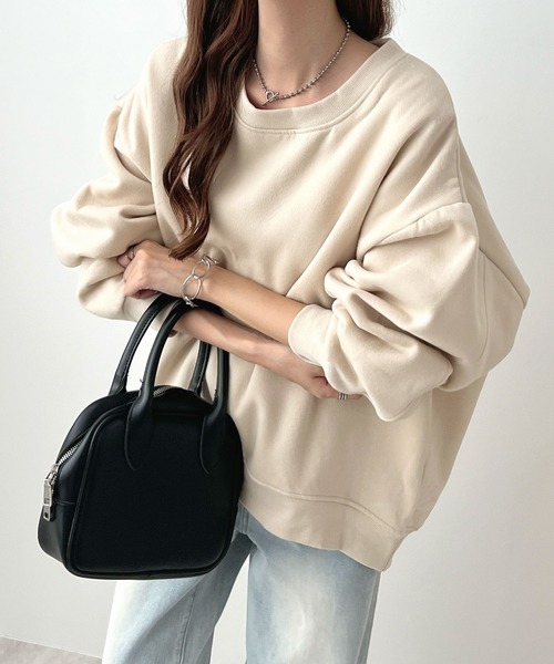 Futier land（フューティアランド）の「肌に優しい大人スウェット。バック刺繍ロゴスウェットプルオーバー（スウェット・レディース・チャコールグレー/ネイビー/グレー/モカ/グリーン/ブルー/アイボリー/グリーン系その他・FREE/X-LARGE）」の9枚目の写真