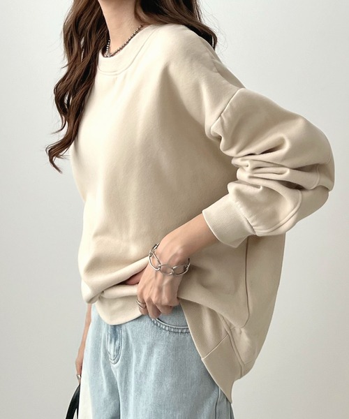 Futier land（フューティアランド）の「肌に優しい大人スウェット。バック刺繍ロゴスウェットプルオーバー（スウェット・レディース・チャコールグレー/ネイビー/グレー/モカ/グリーン/ブルー/アイボリー/グリーン系その他・FREE/X-LARGE）」の12枚目の写真