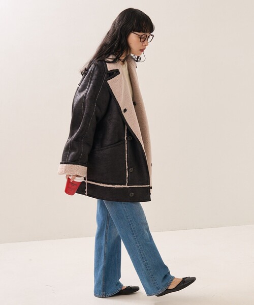 FREAK'S STORE（フリークスストア）の「フェイクムートンジャケット（ムートンコート・レディース・キャメル/ブラック・ﾌﾘ-）」の15枚目の写真