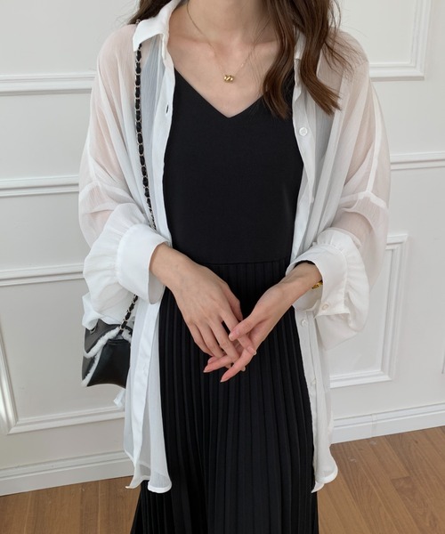 ECLIN(エクラン)の「プリーツ切替キャミワンピース(ワンピース・レディース・ブラック/モカ/ベージュ/チャコールグレー/グレー/ブルーグリーン・M/L)」の10枚目の写真