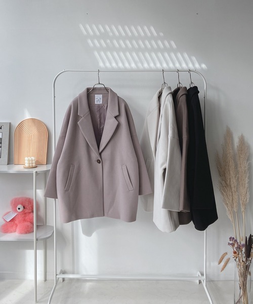 AS KNOW AS plus（アズノゥアズプラス）の「♪ミドルチェスターコート（チェスターコート・レディース・モカ/ラベンダー/アイボリー/ブラック・FREE）」の4枚目の写真