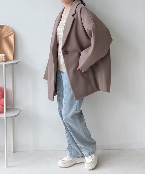 AS KNOW AS plus（アズノゥアズプラス）の「♪ミドルチェスターコート（チェスターコート・レディース・モカ/ラベンダー/アイボリー/ブラック・FREE）」の6枚目の写真