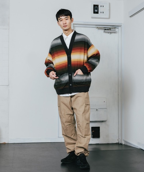 REMI RELIEF（レミレリーフ）の「REMI RELIEF/レミレリーフ ネイティブボーダーカーデ B柄（カーディガン/ボレロ・メンズ・ブラウン系その他/パープル系その他/マルチ・XL/L/M）」の21枚目の写真