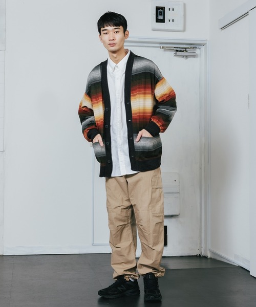 REMI RELIEF（レミレリーフ）の「REMI RELIEF/レミレリーフ ネイティブボーダーカーデ B柄（カーディガン/ボレロ・メンズ・ブラウン系その他/パープル系その他/マルチ・XL/L/M）」の22枚目の写真