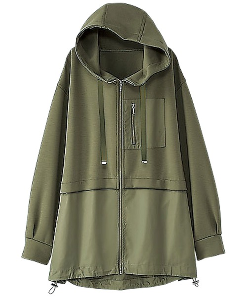 BELLUNA PLUS（ベルーナ）の「異素材使いジップアップパーカー（パーカー・レディース・アイボリー/カーキ・LARGE/X-LARGE/MEDIUM）」の11枚目の写真