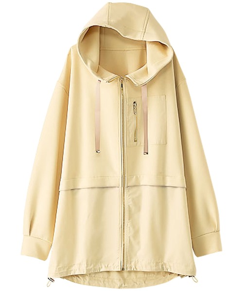 BELLUNA PLUS（ベルーナ）の「異素材使いジップアップパーカー（パーカー・レディース・アイボリー/カーキ・LARGE/X-LARGE/MEDIUM）」の8枚目の写真