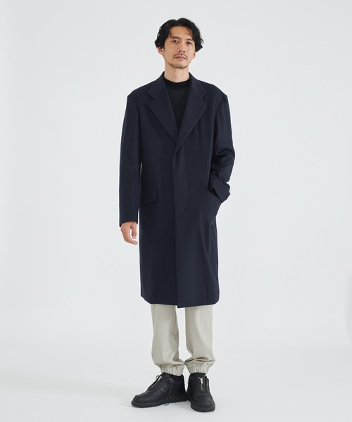 《美品〉theory ブラック チェスターコートS THE TOKYO/ザトウキョウ】カシミヤメルトンチェスターコート
