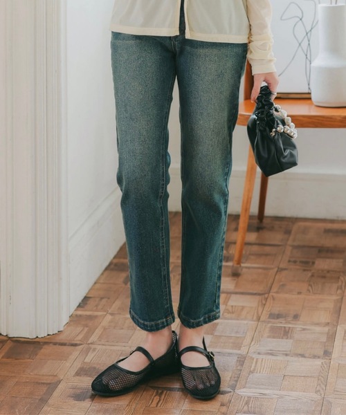 Petitle（プチレ）の「[ 低身長向けサイズ ] 低身長さん向けサイズ　デニムテーパードパンツ（デニムパンツ・レディース・グレー/ネイビー/ホワイト/ライトブルー/ブラック/ライトピンク/アイボリー系/その他/ブルー/ダークブルー・PM/PL/PS/XS.P）」の10枚目の写真