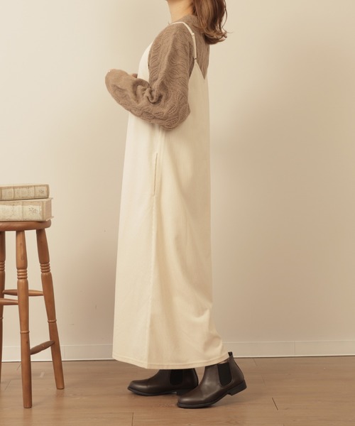 mil(ミル)の「コーデュロイキャミワンピース(ワンピース・レディース・アイボリー/ブラウン・XXS/XS/S)」の4枚目の写真