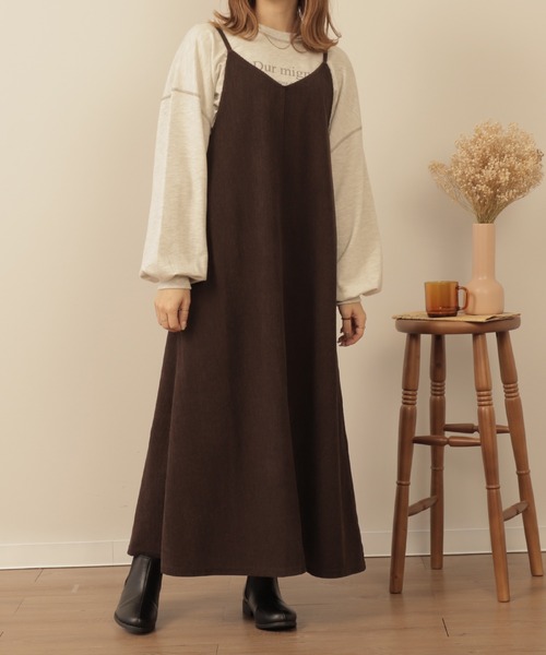 mil(ミル)の「コーデュロイキャミワンピース(ワンピース・レディース・アイボリー/ブラウン・XXS/XS/S)」の6枚目の写真