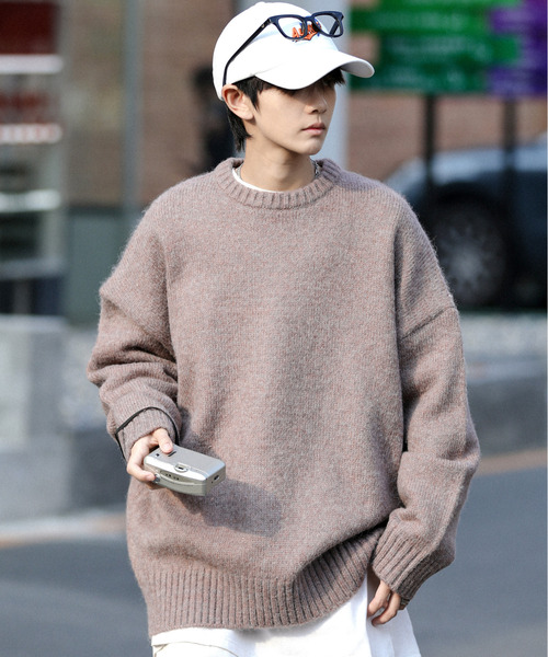 【セール】【neos -addictive design-】ビッグシルエット モヘアライク クルーネック ニット セーター（ニット/セーター）｜neos（ネオス）