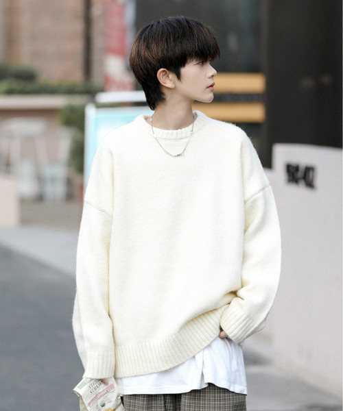 neos（ネオス）の「【neos -addictive design-】ビッグシルエット モヘアライク クルーネック ニット セーター（ニット/セーター・メンズ・ブルー/グレイッシュベージュ/ブラック/ホワイト/モカ・MEDIUM/LARGE）」の10枚目の写真