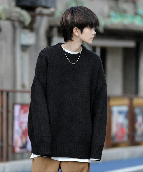 neos（ネオス）の「【neos -addictive design-】ビッグシルエット モヘアライク クルーネック ニット セーター（ニット/セーター・メンズ・ブルー/グレイッシュベージュ/ブラック/ホワイト/モカ・MEDIUM/LARGE）」の11枚目の写真