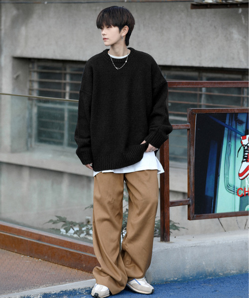 neos（ネオス）の「【neos -addictive design-】ビッグシルエット モヘアライク クルーネック ニット セーター（ニット/セーター・メンズ・ブルー/グレイッシュベージュ/ブラック/ホワイト/モカ・MEDIUM/LARGE）」の14枚目の写真