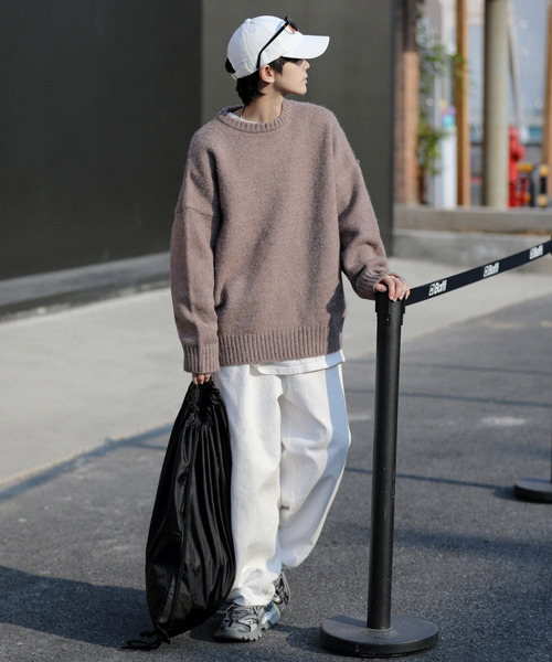 neos（ネオス）の「【neos -addictive design-】ビッグシルエット モヘアライク クルーネック ニット セーター（ニット/セーター・メンズ・ブルー/グレイッシュベージュ/ブラック/ホワイト/モカ・MEDIUM/LARGE）」の22枚目の写真