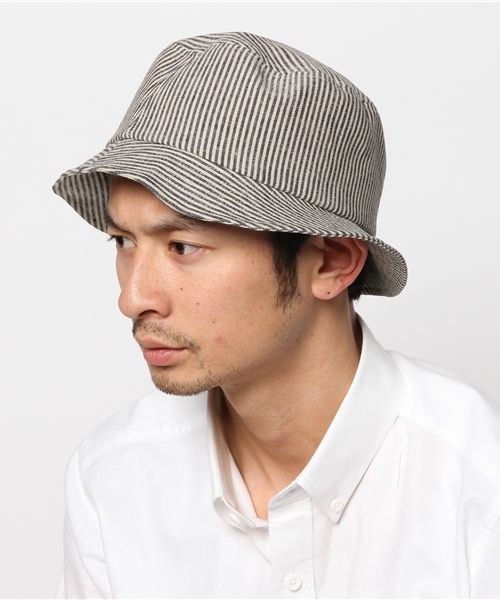 Denime(ドゥニーム)の「OVER DYE DENIM HAT/オーバーダイデニムハット(ハット・メンズ・インディゴブルー/ストライプ・FREE)」の3枚目の写真