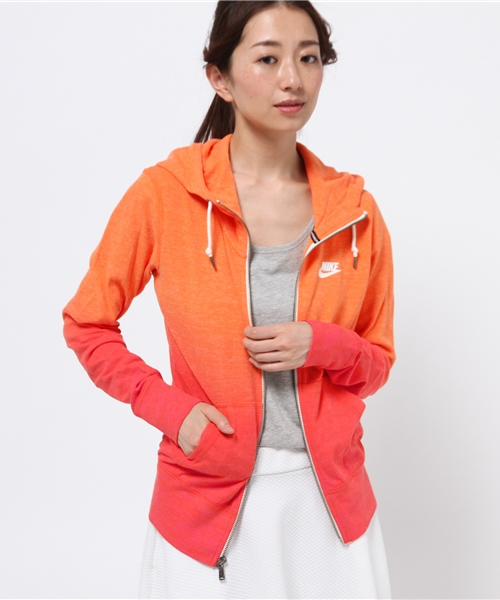 NIKE SPORTSWEAR（ナイキスポーツウェアー）の「ウィメンズ ナイキ グラデーション ジップパーカー NIKE GYM VINTAGE FZ HOODY-D WMNS 684883（パーカー・レディース・パープル/オレンジ/ライトブルー・SMALL/MEDIUM）」の3枚目の写真