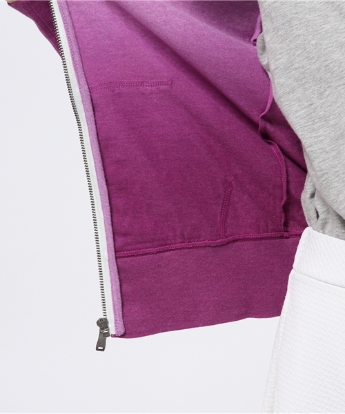 NIKE SPORTSWEAR（ナイキスポーツウェアー）の「ウィメンズ ナイキ グラデーション ジップパーカー NIKE GYM VINTAGE FZ HOODY-D WMNS 684883（パーカー・レディース・パープル/オレンジ/ライトブルー・SMALL/MEDIUM）」の6枚目の写真