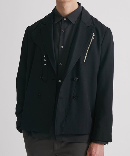 UNITED TOKYO（ユナイテッドトウキョウ）の「ライダースジャケット（テーラードジャケット・メンズ・グレイッシュベージュ/ブラック・1/2）」の2枚目の写真