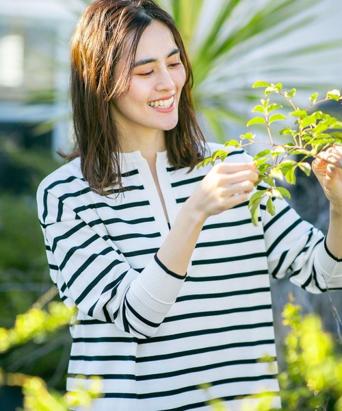 NANO universe（ナノユニバース）の「LB.03/思いきり洗えるニット スキッパーボーダープルオーバー（ニット/セーター・レディース・グリーン/その他1/その他2・FREE）」の3枚目の写真