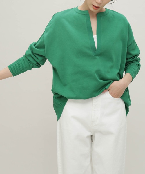 NANO universe（ナノユニバース）の「LB.03/思いきり洗えるニット スキッパーボーダープルオーバー（ニット/セーター・レディース・グリーン/その他1/その他2・FREE）」の2枚目の写真