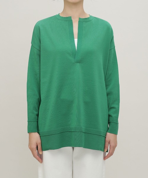 NANO universe（ナノユニバース）の「LB.03/思いきり洗えるニット スキッパーボーダープルオーバー（ニット/セーター・レディース・グリーン/その他1/その他2・FREE）」の4枚目の写真