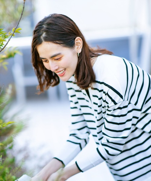 NANO universe（ナノユニバース）の「LB.03/思いきり洗えるニット スキッパーボーダープルオーバー（ニット/セーター・レディース・グリーン/その他1/その他2・FREE）」の13枚目の写真