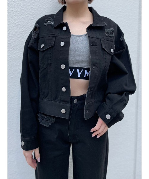 ENVYM（アンビー）の「ダメージCOLORドルマンJK（その他アウター・レディース・ピンク/ホワイト/ブラック・FREE）」の2枚目の写真