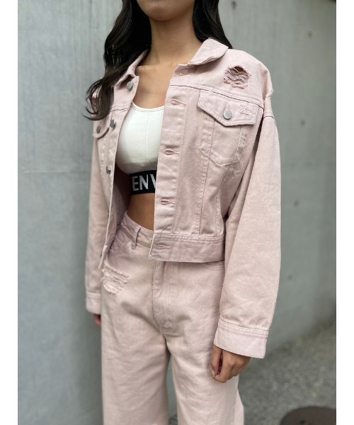 ENVYM（アンビー）の「ダメージCOLORドルマンJK（その他アウター・レディース・ピンク/ホワイト/ブラック・FREE）」の7枚目の写真