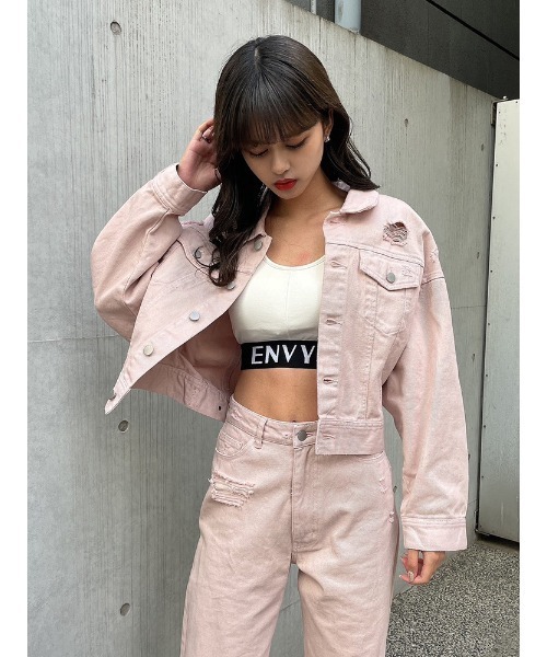 ENVYM（アンビー）の「ダメージCOLORドルマンJK（その他アウター・レディース・ピンク/ホワイト/ブラック・FREE）」の12枚目の写真