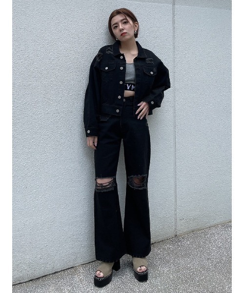 ENVYM（アンビー）の「ダメージCOLORドルマンJK（その他アウター・レディース・ピンク/ホワイト/ブラック・FREE）」の14枚目の写真