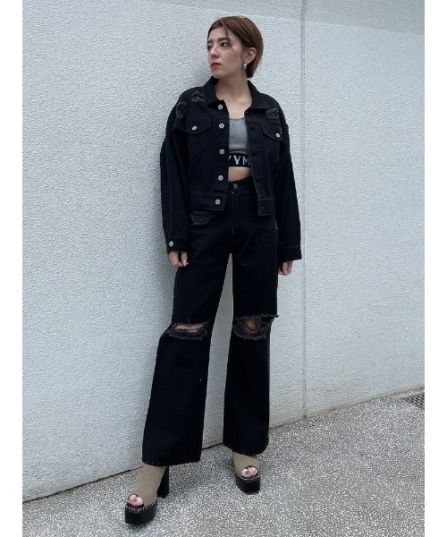 ENVYM（アンビー）の「ダメージCOLORドルマンJK（その他アウター・レディース・ピンク/ホワイト/ブラック・FREE）」の15枚目の写真