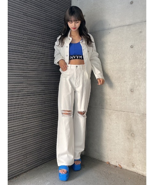 ENVYM（アンビー）の「ダメージCOLORドルマンJK（その他アウター・レディース・ピンク/ホワイト/ブラック・FREE）」の21枚目の写真