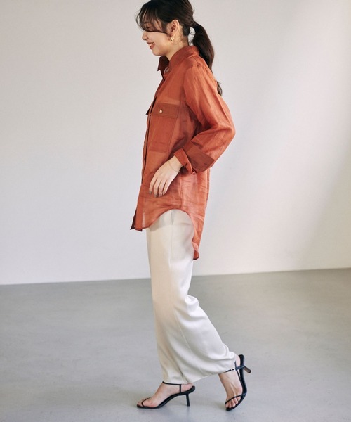 BABYLONE(バビロン)の「シアーラミーシャツ(シャツ/ブラウス・レディース・ホワイト/ブラウン/チャコールグレー・フリー)」の17枚目の写真