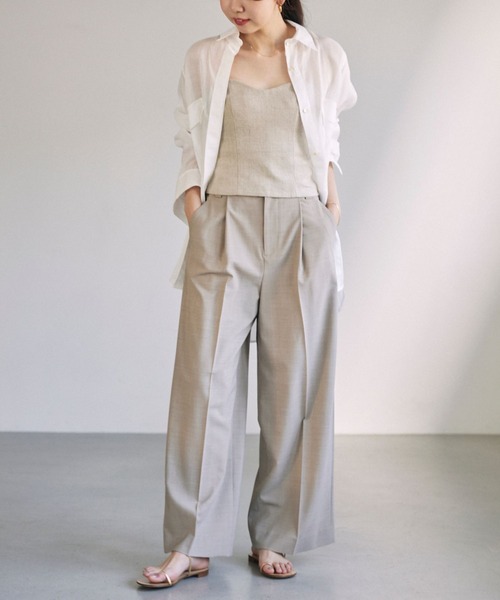 BABYLONE(バビロン)の「シアーラミーシャツ(シャツ/ブラウス・レディース・ホワイト/ブラウン/チャコールグレー・フリー)」の4枚目の写真