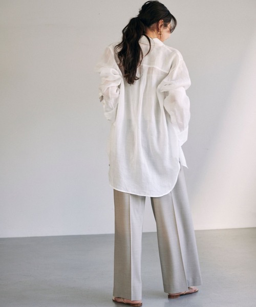 BABYLONE(バビロン)の「シアーラミーシャツ(シャツ/ブラウス・レディース・ホワイト/ブラウン/チャコールグレー・フリー)」の6枚目の写真